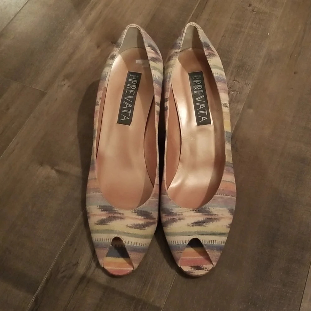 Vintage Southwestern Woven Peep-Toe Heels – Size 10